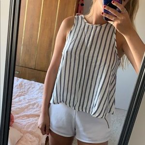 Linen blue and white tank blouse